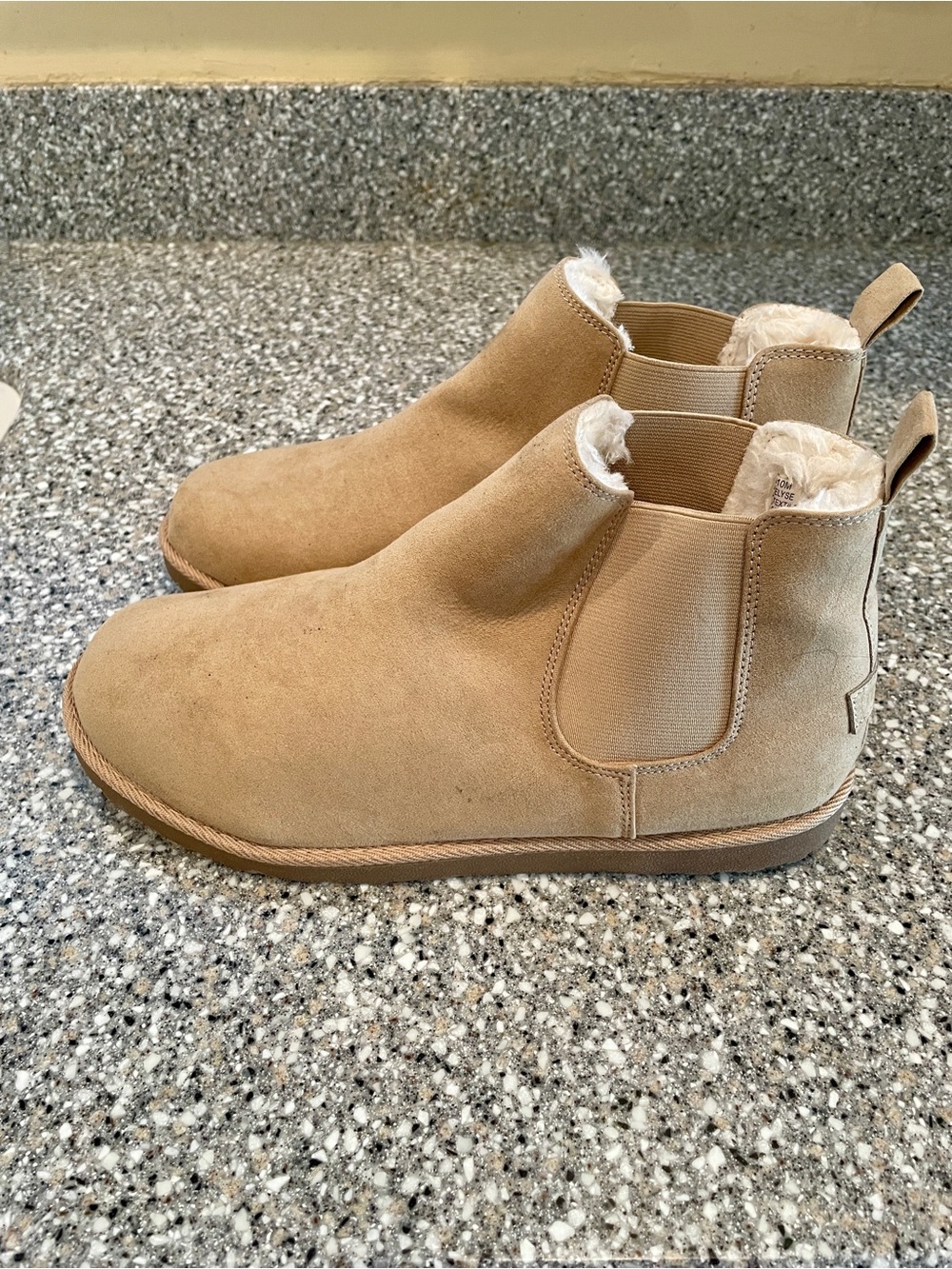 Malaku Faux Suede Chelsea Booties with Plush Lining - women’s size 10